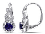 1.85 Carat (ctw) Lab Created Blue and White Sapphire Leverback Earrings in Sterling Silver